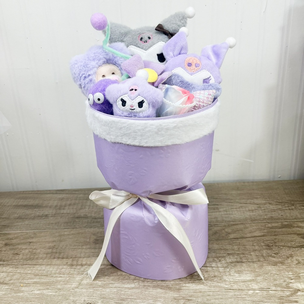 Kuromi Plush Bouquet Purple Grey Kawaii Gift Arrangement 12in